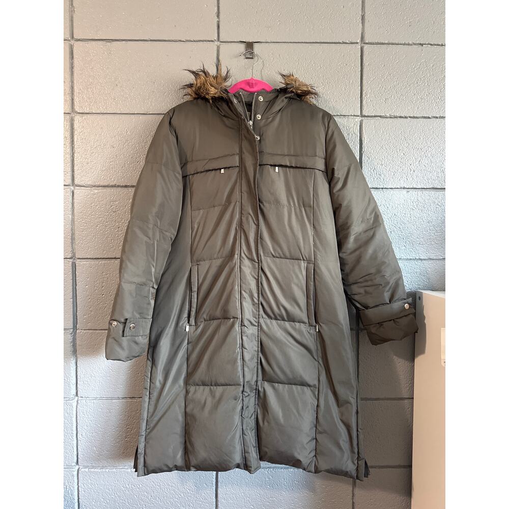 Women's Michael Michael Kors Faux-Fur-Trim Hooded Puffer Coat size M in Olive